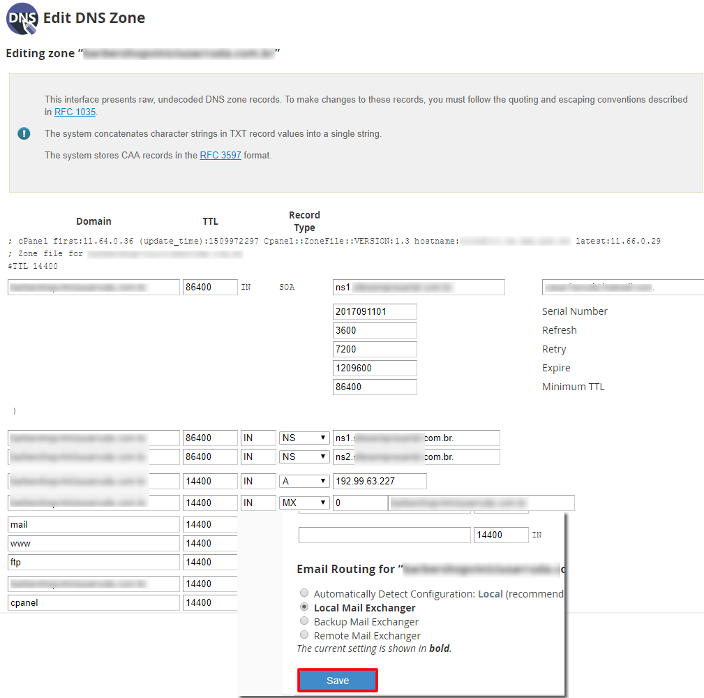 WHM - Editar Zona DNS