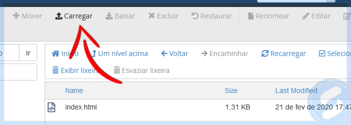 Carregar no gerenciador de arquivos do cPanel