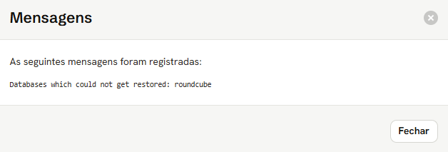 Janela Mensagens: As seguintes mensagens foram registradas, e a mensagem da operação, em inglês