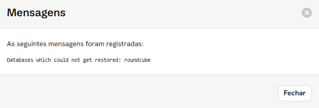 Janela Mensagens: As seguintes mensagens foram registradas, e a mensagem da operação, em inglês