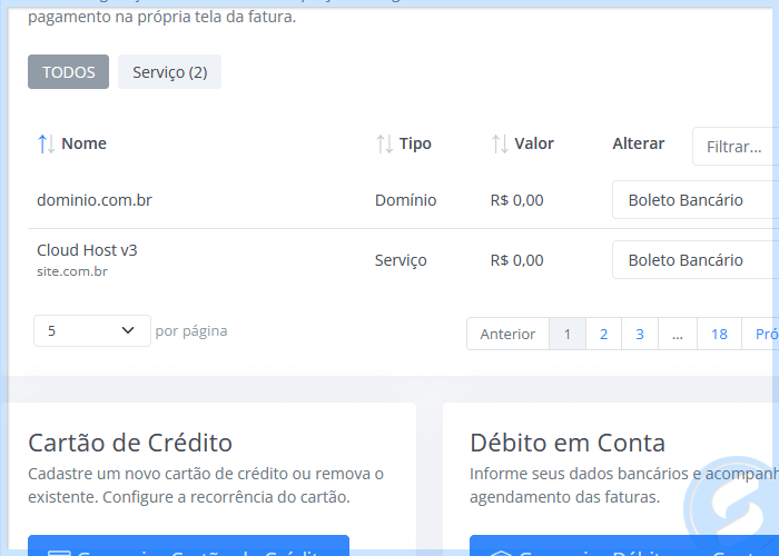 Formas de Pagamento SAN - Lista