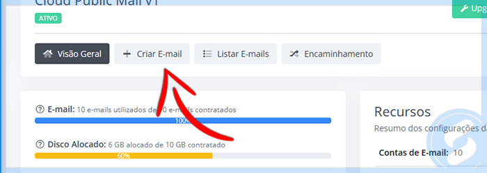 Serviço SAN - Public Mail Criar