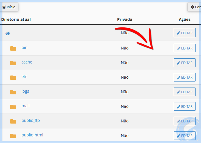 cPanel - Privacidade do diretório