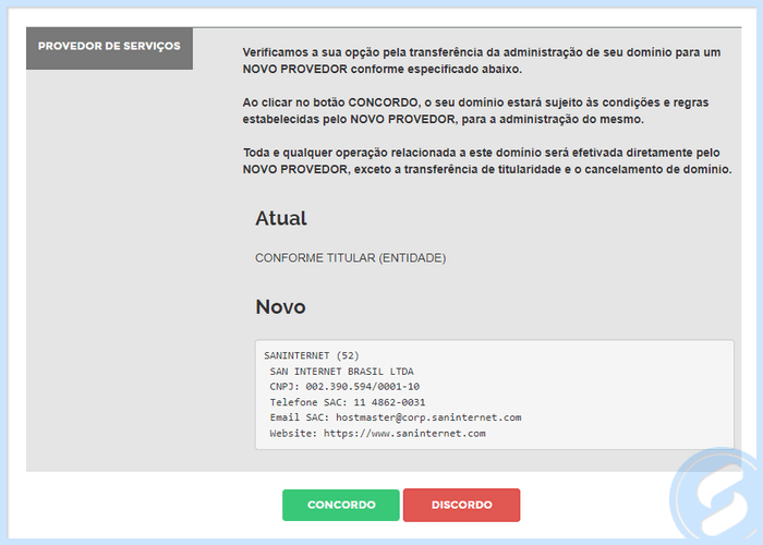Registro.br - Alterar provedor