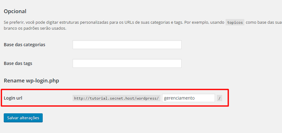 Alterar o URL Admin do WordPress - Login URL