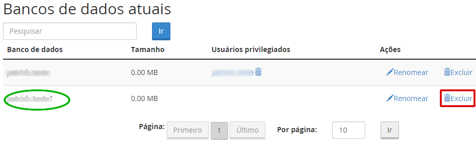 cPanel - Banco de dados