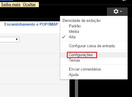Webmail Gmail - Configuração