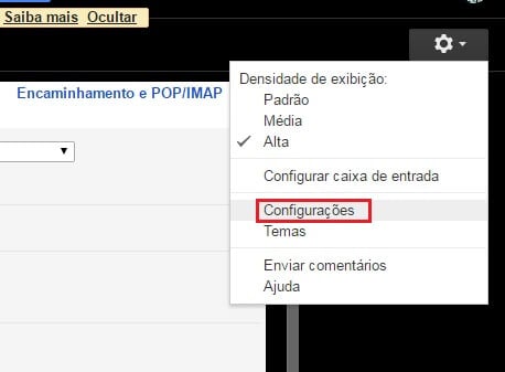 Webmail Gmail - Configuração