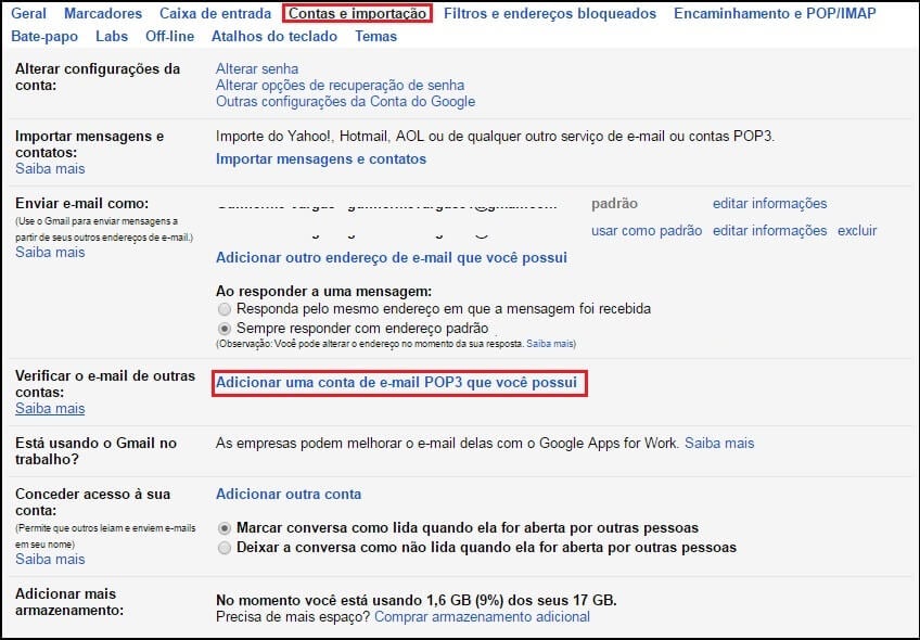 Webmail Gmail - Configuração