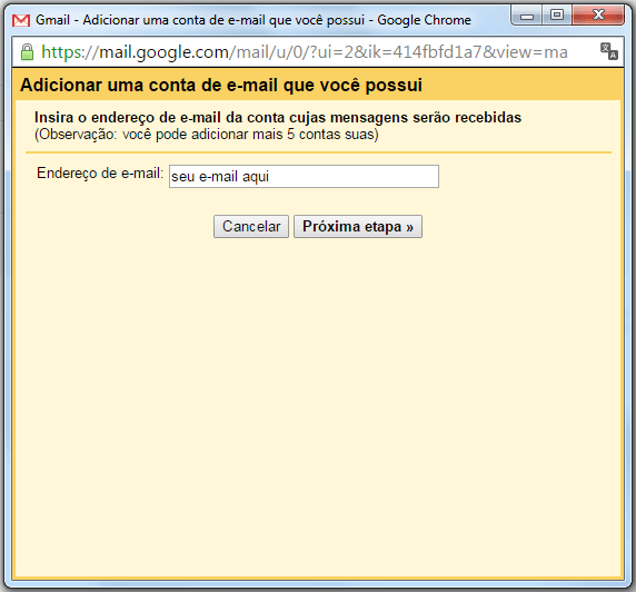 Webmail Gmail - Configuração