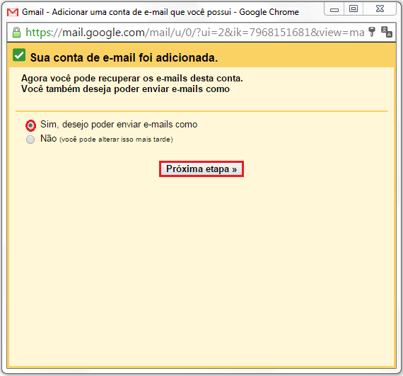 Webmail Gmail - Configuração
