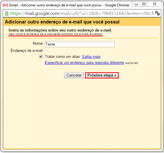 Webmail Gmail - Configuração