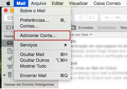 E-mail no macOS X - Contas