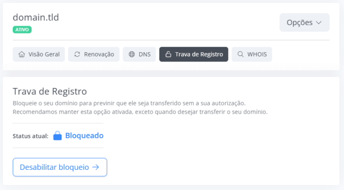 Trava de registro da SAN