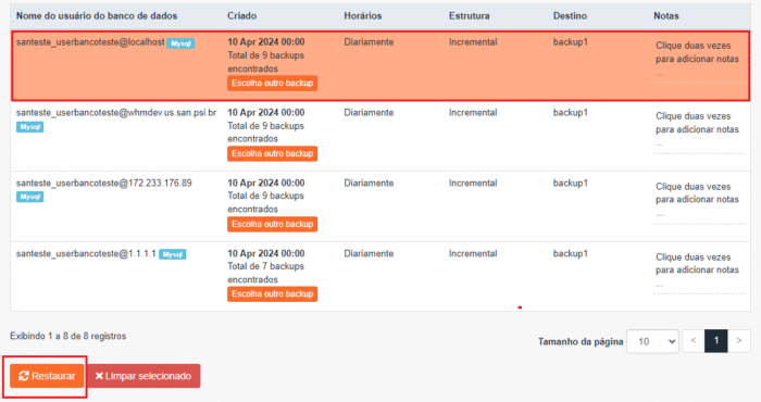 JetBackup - Restaurar usuário