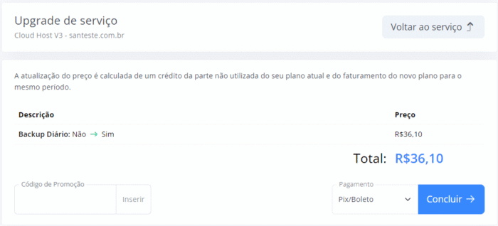 Cloud Host V3 - Upgrade de backup
