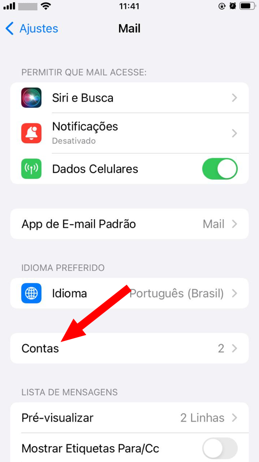 iOS - Mail contas