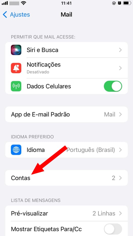 iOS - Mail contas