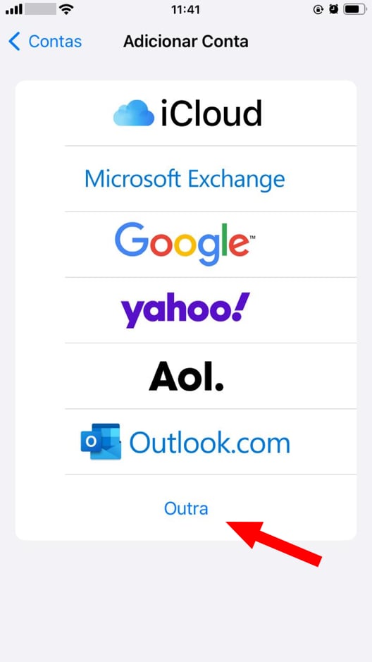 iOS - Mail adicionar conta