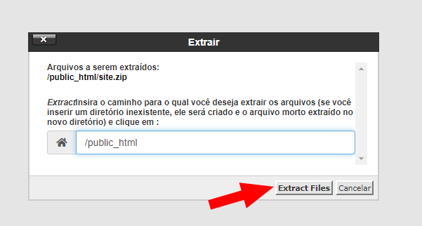 cPanel - Gerenciador de arquivos