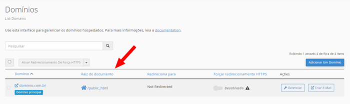 cPanel - Domínios