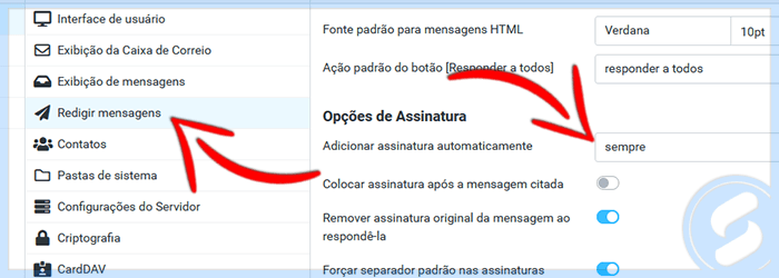 Roundcube - Configurações - Assinatura