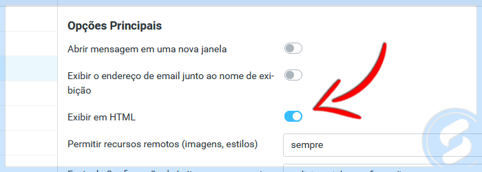 Roundcube - Configurações - Exibir mensagens em html