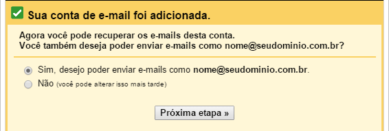 Gmail - Adicionar conta POP3