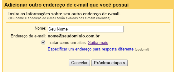 Gmail - Adicionar conta POP3