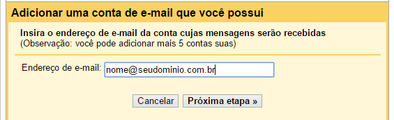 Gmail - Adicionar conta POP3