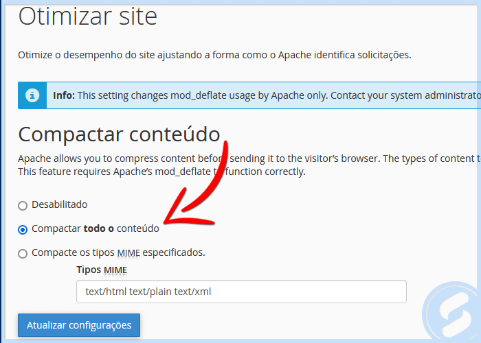 cPanel - Otimizar site