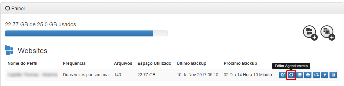Cloud Backup - Agendar backup