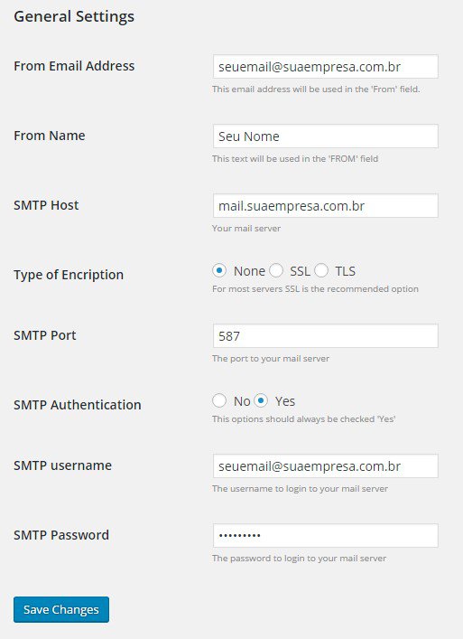 Como enviar e-mail autenticado no WordPress - Quarto passo