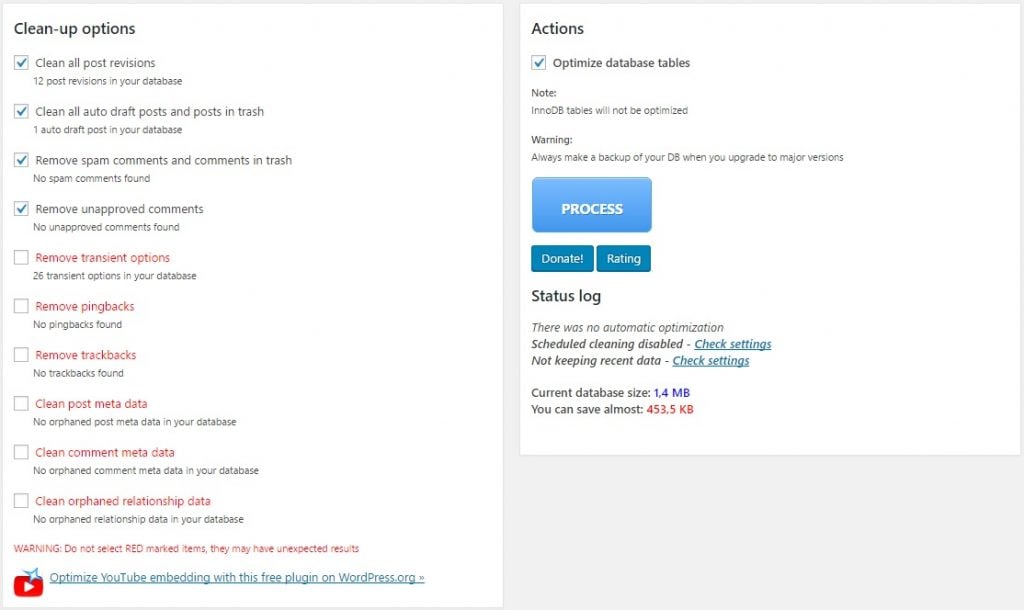 Como limpar e otimizar o banco de dados do WordPress - WordPress Clean