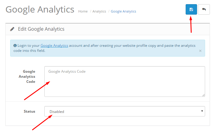Google Analytics no OpenCart: Como configurar - passo 7