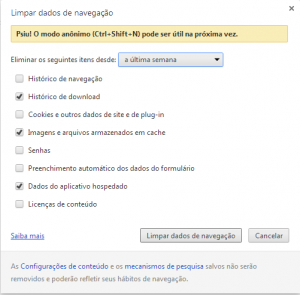 Limpar cache Google Chrome - SECNET