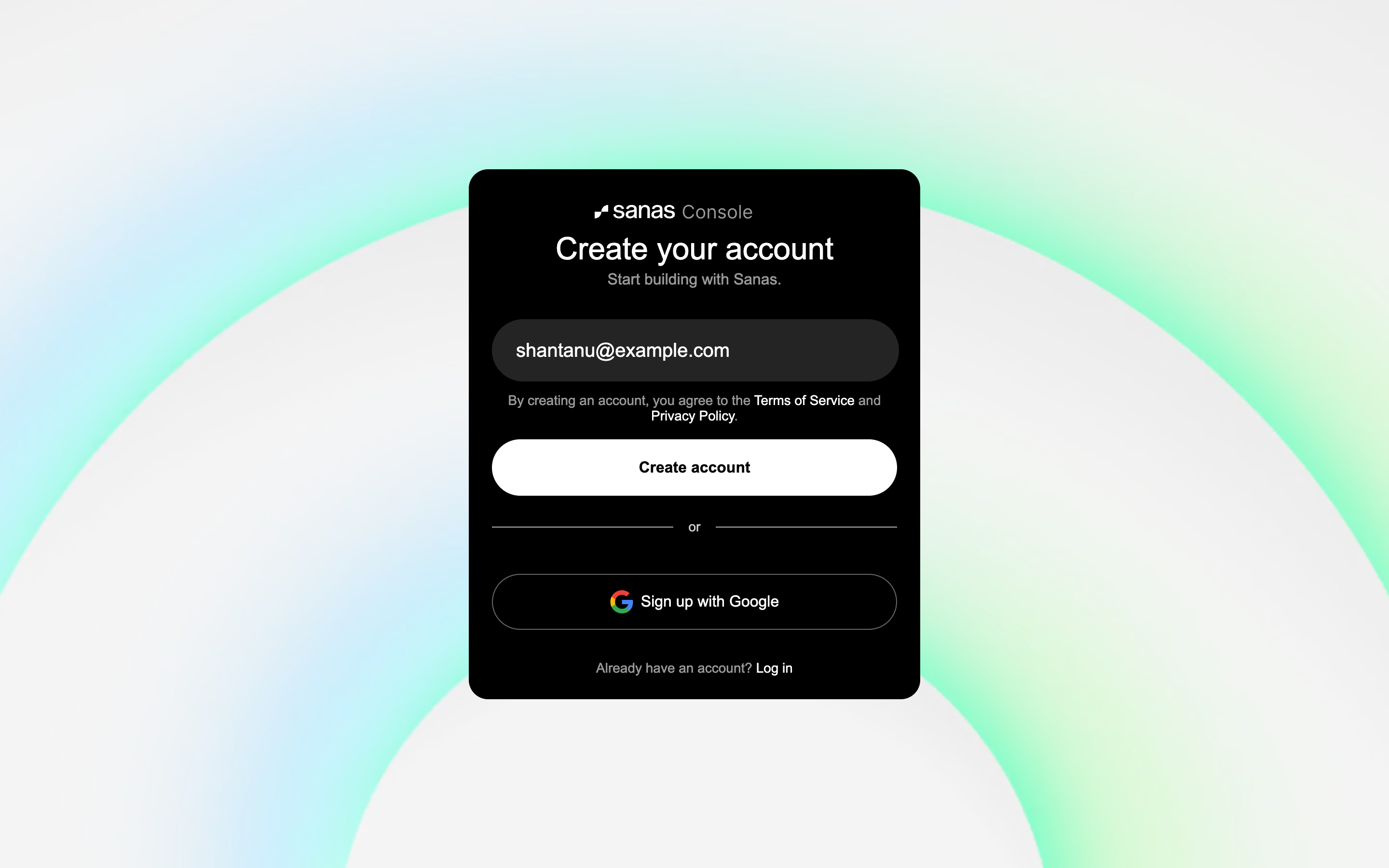 Signup screen with a work email typed into the email field