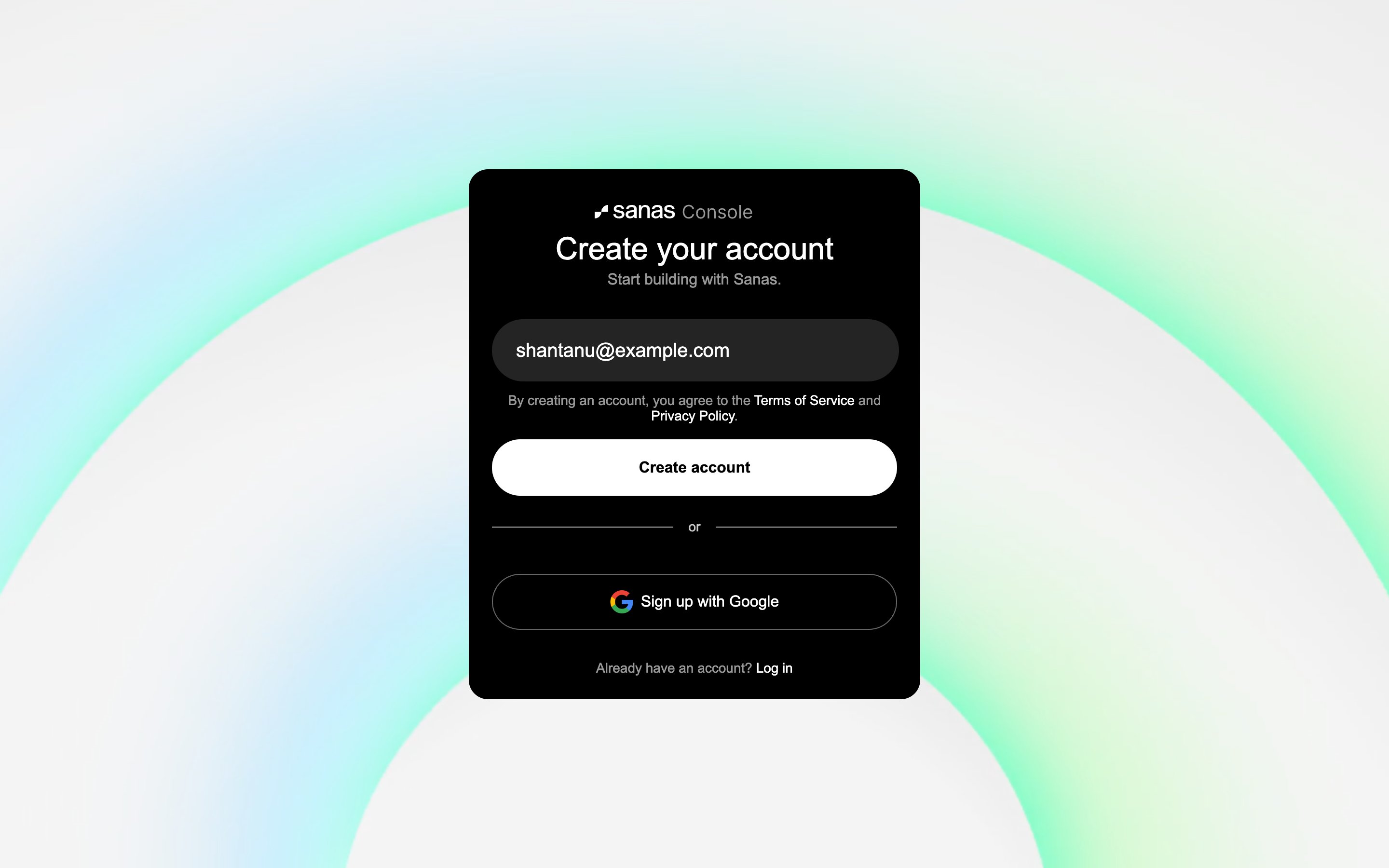 Signup screen with a work email typed into the email field