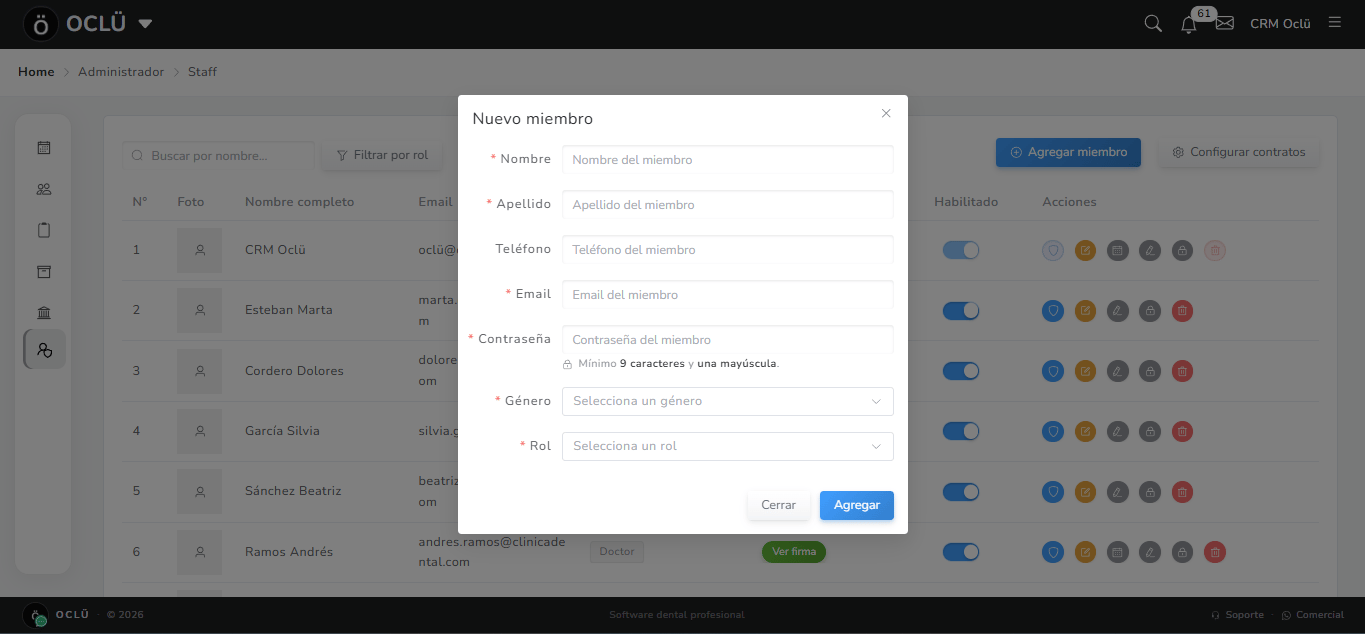 Agregar Nuevo Miembro De Staff