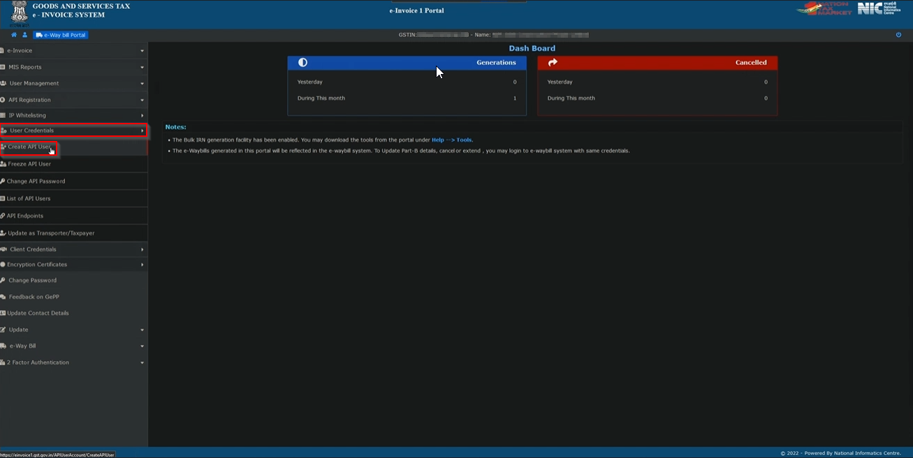 Navigate to API Registration for GSP