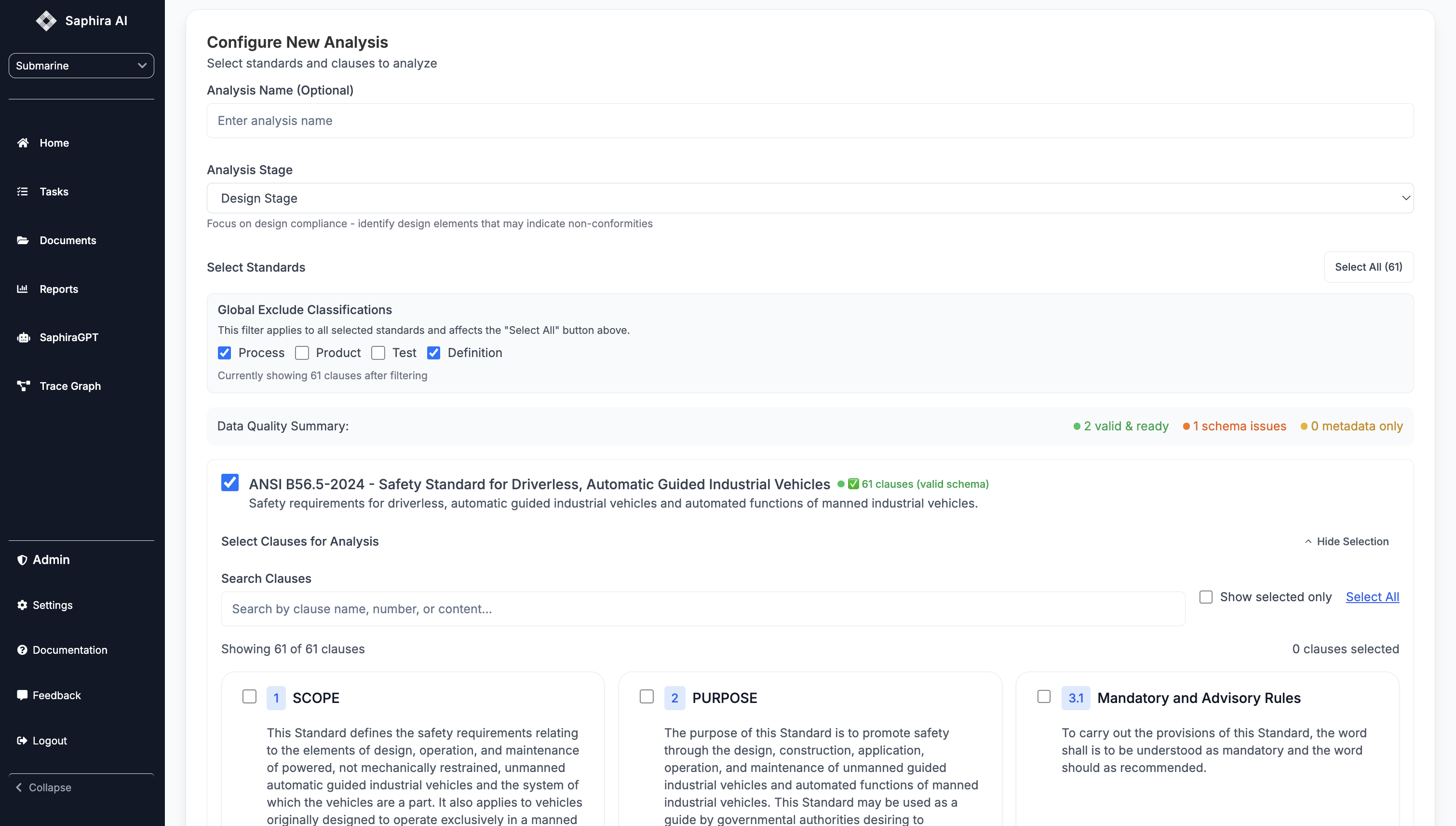 Clause Selection Interface