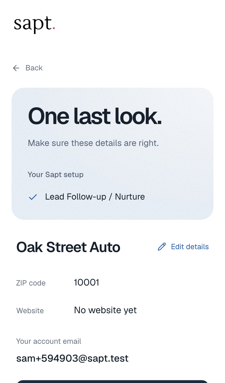 One last look at your shop's details, with the Pay $297 and start button