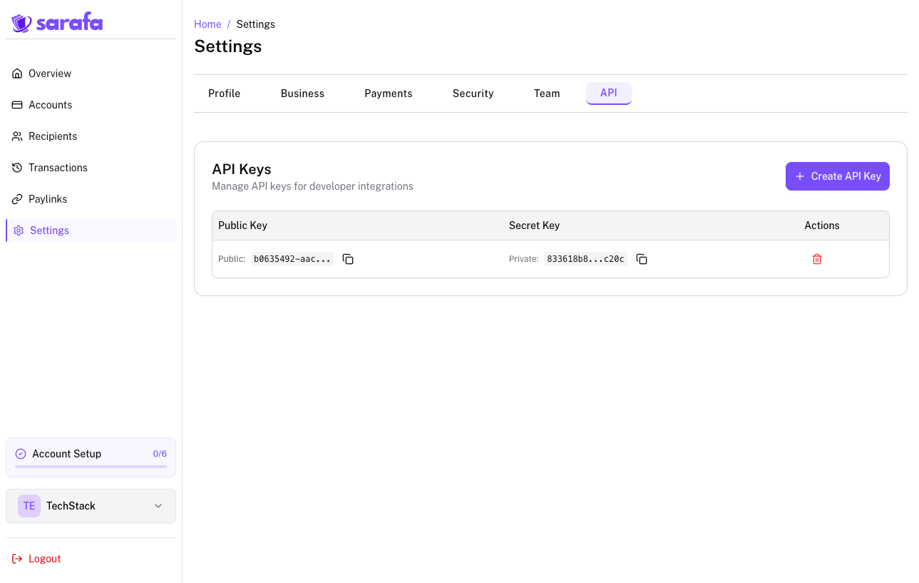 API Settings Location