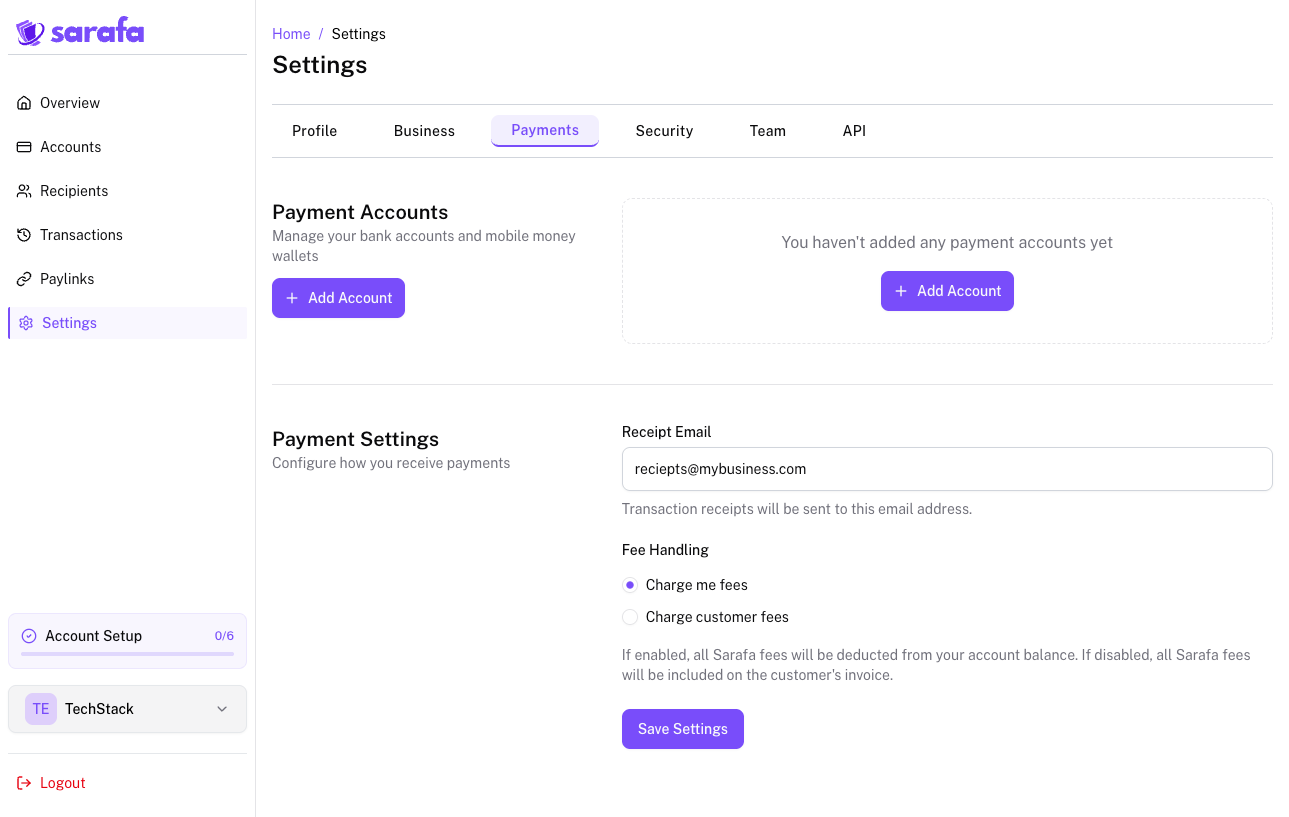 Payment Settings