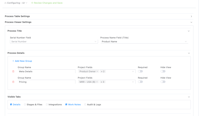 Process Viewer Configuration