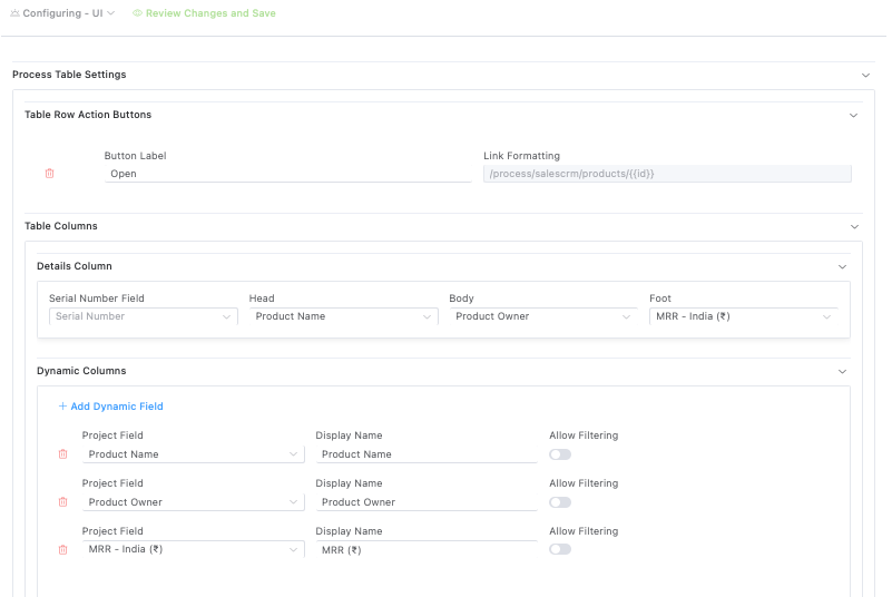 Table View Configuration