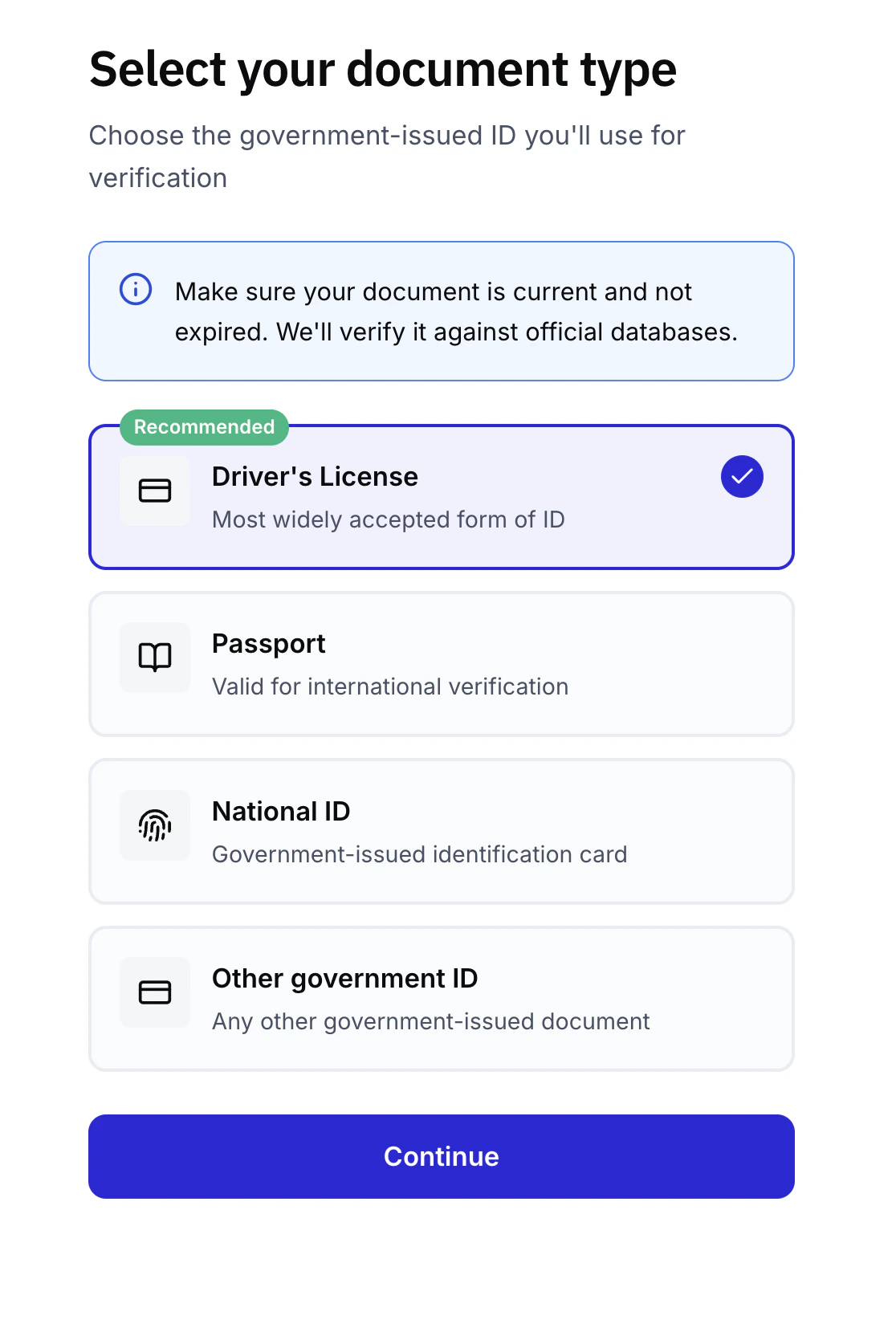Select your document type