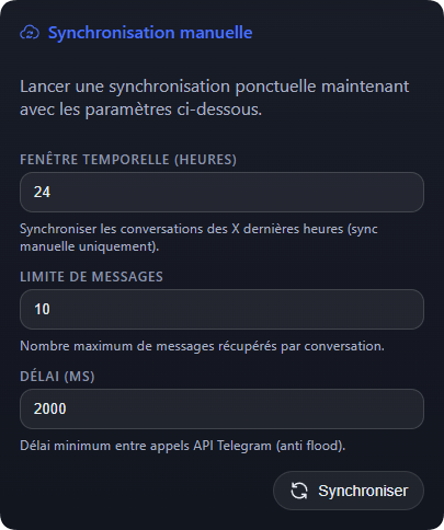 Carte Synchronisation manuelle