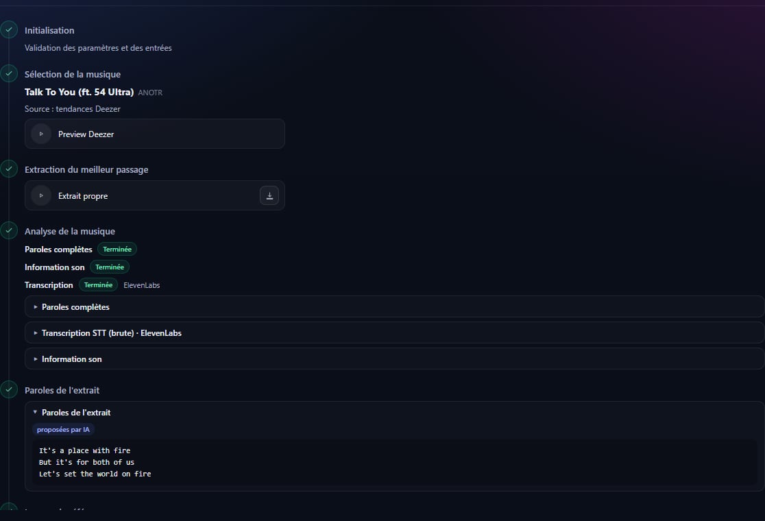 Timeline du suivi Dance Maker