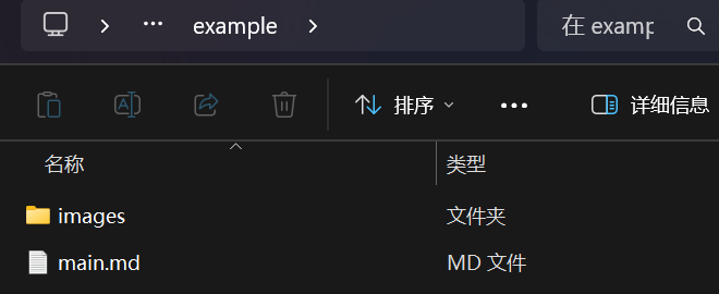 Markdown and image files after extraction
